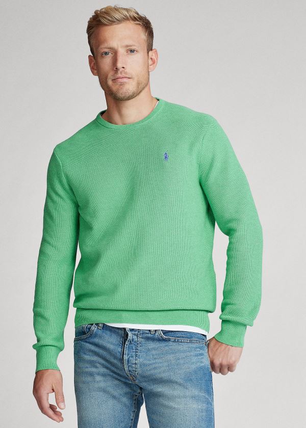 Sueter Polo Ralph Lauren Hombre Verdes - Cotton Crewneck - CDSEU7631